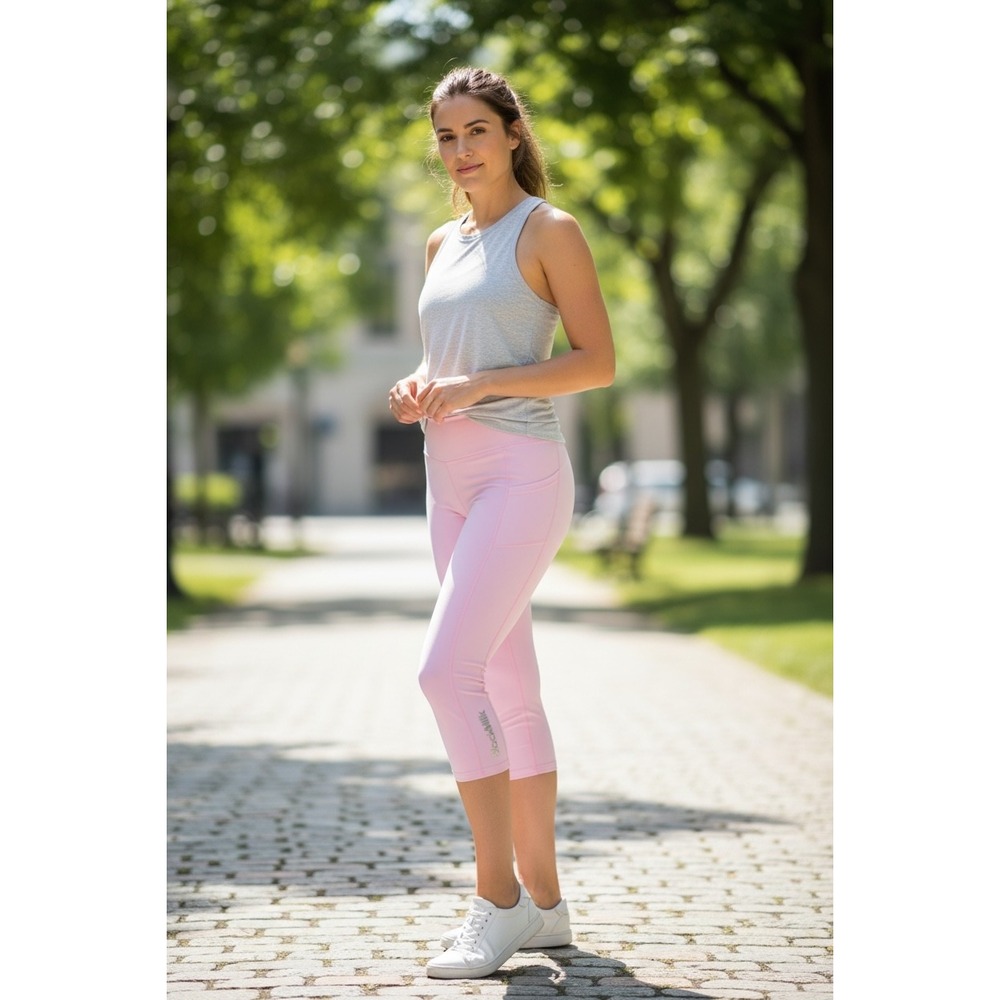 BlackMilk Pink Activewear Capris Leggings Side Pockets‎ Women's Size XXL